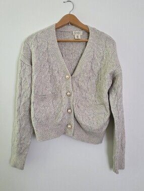 Cableknit Pearl Button Cardigan Jessica Simpson Preppy Chic Academia Womens S